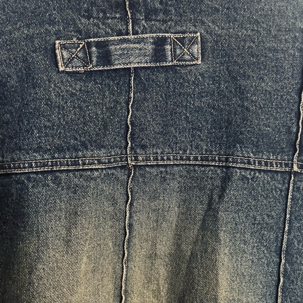Vintage Vibes GL Patchwork Heavy Cotton Blue Jean Shirt Jacket Side Slits XXL - Picture 10 of 11